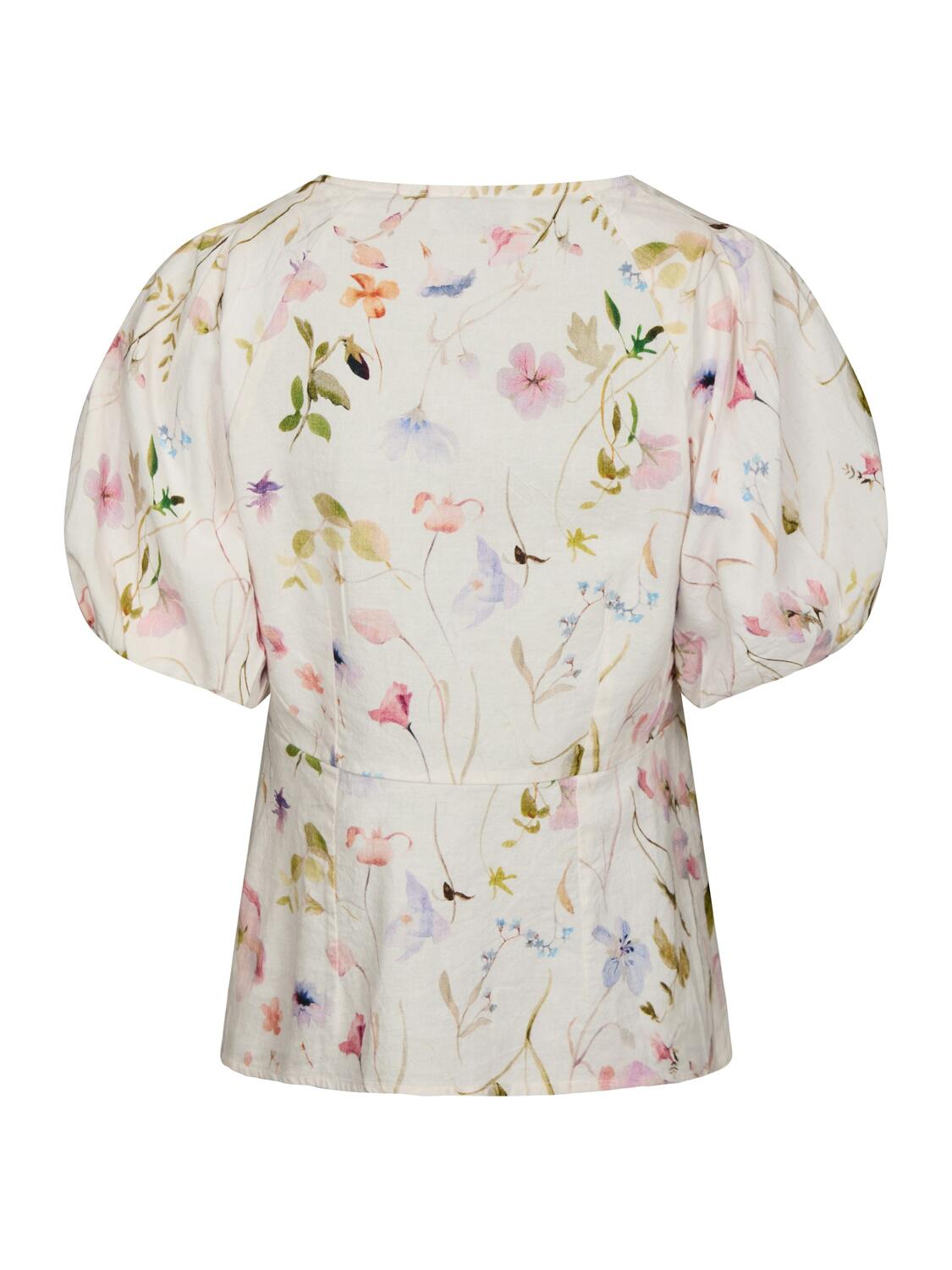 Irina Flower bluse - råhvid